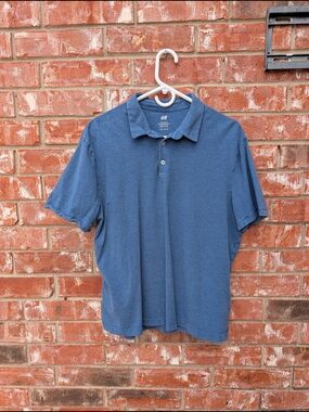 H&M Men's Heather Blue Polo Shirt